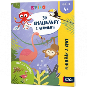 Albi Kvído 3D coloring page Flamingo and monkey recommended age 4+