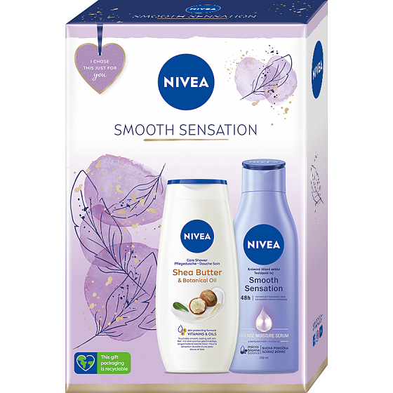 Nivea Smooth Sensation creamy body lotion 250 ml + Shea Butter shower gel with natural vegetable oil 250 ml, cosmetic set for women