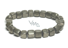 Pyrite bracelet elastic natural, cube 8 mm / 16-17 cm, master of self-confidence and abundance