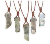 Labradorite pendant adjustable size, stone approx. 3,5 - 5 cm, rope adjustable size approx. 60 - 70 cm, stone transformation