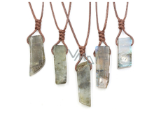 Labradorite pendant adjustable size, stone approx. 3,5 - 5 cm, rope adjustable size approx. 60 - 70 cm, stone transformation