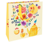 Nekupto Gift paper bag luxury 23 x 23 x 10 cm Teapot yellow