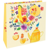Nekupto Gift paper bag luxury 23 x 23 x 10 cm Teapot yellow