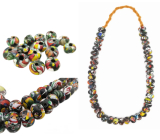 Ancient handmade glass from Nepal Necklace 64 cm with abacus beads approximately 2 cm with a large flower