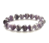 Amethyst chevron bracelet elastic natural stone, 12 mm bead / 16 - 17 cm, stone of kings and bishops