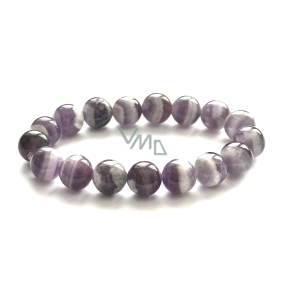 Amethyst chevron bracelet elastic natural stone, 12 mm bead / 16 - 17 cm, stone of kings and bishops