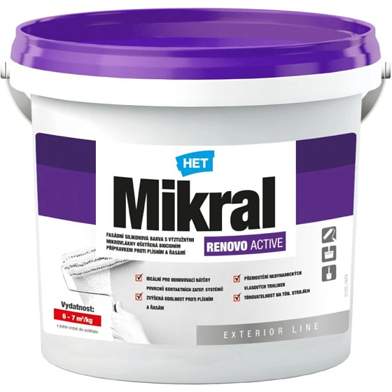 Het Mikral Renovo Active silicone facade paint, white 3 kg