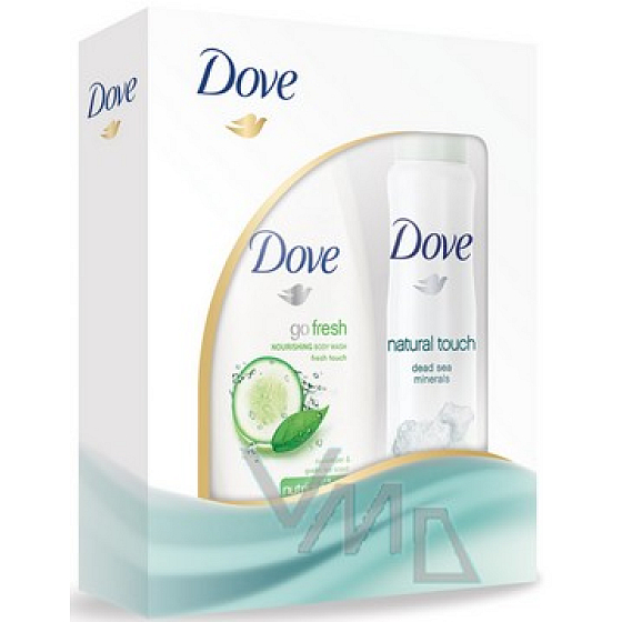 Dove Natural Touch Deodorant Spray 150 ml + Go Fresh Touch Cucumber & Green Tea Shower Gel 250 ml, cosmetic set