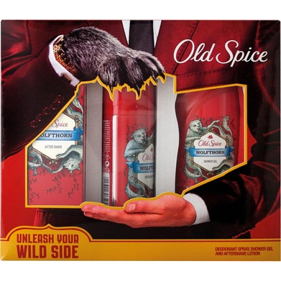 Old Spice Wolfthorn deodorant spray 125 ml + shower gel 250 ml + aftershave 100 ml, cosmetic set