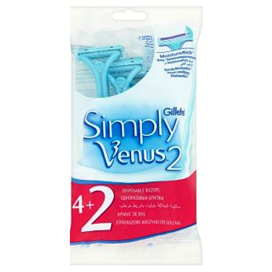 Gillette Venus 2 Simply disposable razors with moisturizing strip 4 + 2 pieces for women