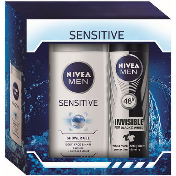 Nivea Men Sensitive antiperspirant spray 150 ml + Sensitive shower gel 250 ml cosmetic set