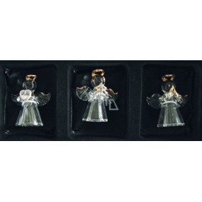 Glass angels set of 3 pieces with golden halo
