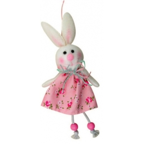 Pink hare in a flowered skirt 15 cm