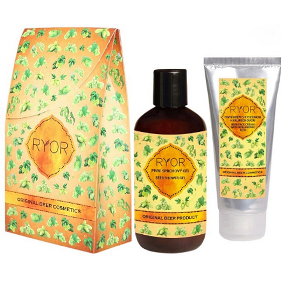 Ryor Beer cosmetics cream with hyaluronic acid 100 ml + shower gel 250 ml, cosmetic set