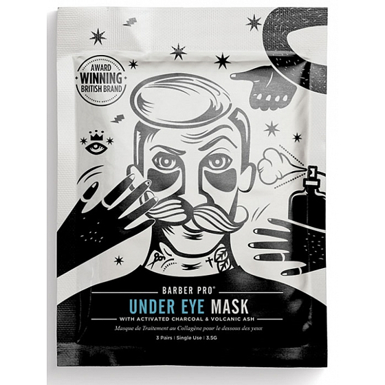 Barber Pro Face Mask with Activated Charcoal and Volcanic Ash for Men 3 x 3.5 ml