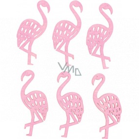 Flamingo wooden pink 6 cm, 6 pieces