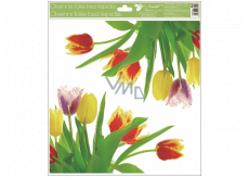 Room Decor Window foil without glue corner Tulips yellow with glitter 30 x 33.5 cm
