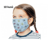 3-layer protective medical non-woven disposable, low respiratory resistance for children 10 pieces blue paw print