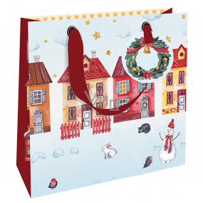 Nekupto Gift paper bag luxury 18 x 16 cm Christmas houses WLIS 1970