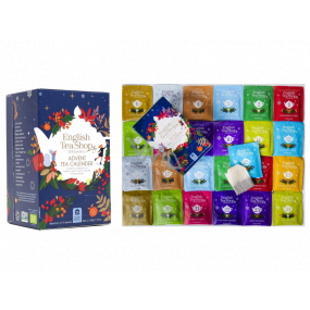 English Tea Shop Bio Advent calendar blue 24 pieces of biodegradable tea pyramids, 13 flavors, 50 g, gift set