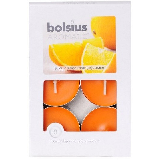 Bolsius Aromatic Juicy Orange - Juicy orange scented tea candles 6 pieces, burning time 4 hours