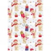 Ditipo Gift wrapping paper 70 x 100 cm Christmas white - bear with gifts 2 sheets