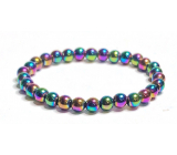 Hematite coloured bracelet elastic natural stone, ball 6 mm / 16 - 17 cm, healthy blood stone