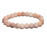 Opal pink bracelet elastic natural stone, ball 8 mm / 16-17 cm, stone of queen, attraction, female intuition and beauty