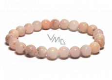 Opal pink bracelet elastic natural stone, ball 8 mm / 16-17 cm, stone of queen, attraction, female intuition and beauty