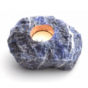 Sodalite Candlestick raw natural stone 110 x 110 x 60 mm 1 piece, stone communication