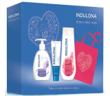 Indulona Sensi Care liquid soap for sensitive skin dispenser 300 ml + Original hand cream 85 ml + Pink flowers body lotion for normal skin 400 ml + cloth bag, cosmetic set for women