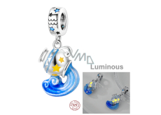 Sterling Silver 925 Luminous - Zodiac Sign Aquarius, Bracelet Pendant