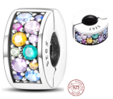 Charm Sterling silver 925 Garden of Eden colored cubic zirconia, stopper, clip bead on bracelet symbol