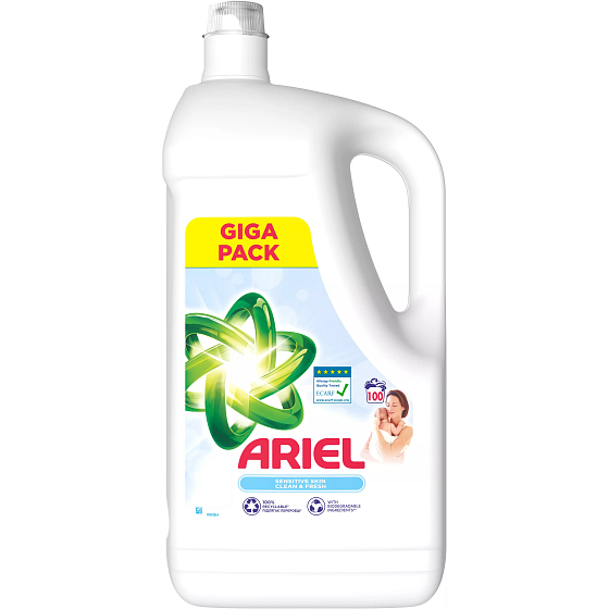 Ariel Sensitive Skin liquid washing gel for delicate and children's laundry 100 doses 5 l