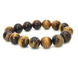 Tiger eye yellow bracelet elastic natural stone, ball 14 mm / 16-17 cm, stone of the sun and earth, brings luck and wealth