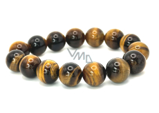 Tiger eye yellow bracelet elastic natural stone, ball 14 mm / 16-17 cm, stone of the sun and earth, brings luck and wealth