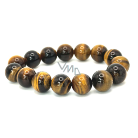 Tiger eye yellow bracelet elastic natural stone, ball 14 mm / 16-17 cm, stone of the sun and earth, brings luck and wealth