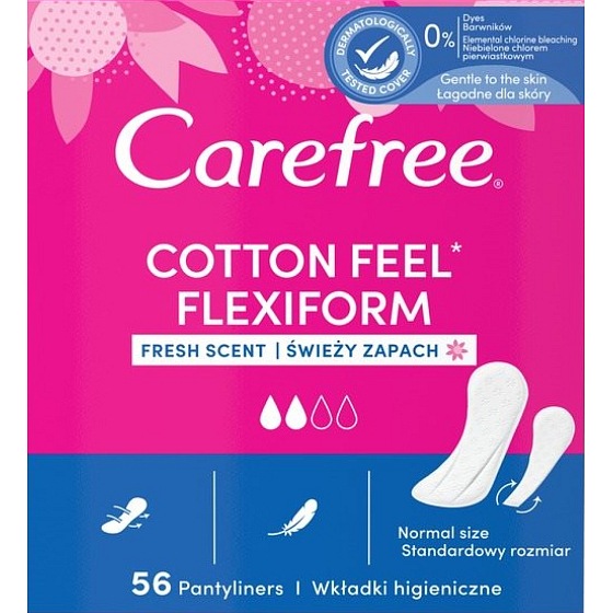 Carefree Cotton Flexiform panty liners, 56 pcs