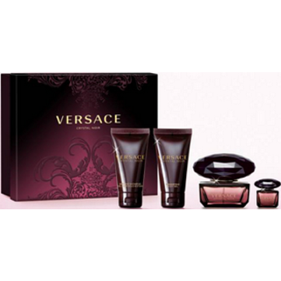 Versace Crystal Noir EdT 50 ml Eau de Toilette + Shower Gel 50 ml + Body Lotion 50 ml + Eau de Toilette 5 ml, Gift Set
