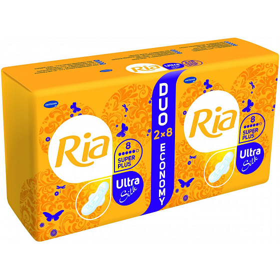 Ria Ultra Silk Super Plus sanitary napkins 2 x 8 pieces
