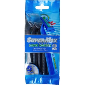 Super-Max Long Handle disposable 2-blade shaver for men 5 pieces