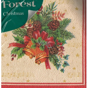 Forest Paper napkins 1 ply 33 x 33 cm 20 pieces Christmas Bells with ribbon