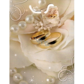 Nekupto Gift paper bag 23 x 18 x 10 cm Beige, pearls and rings