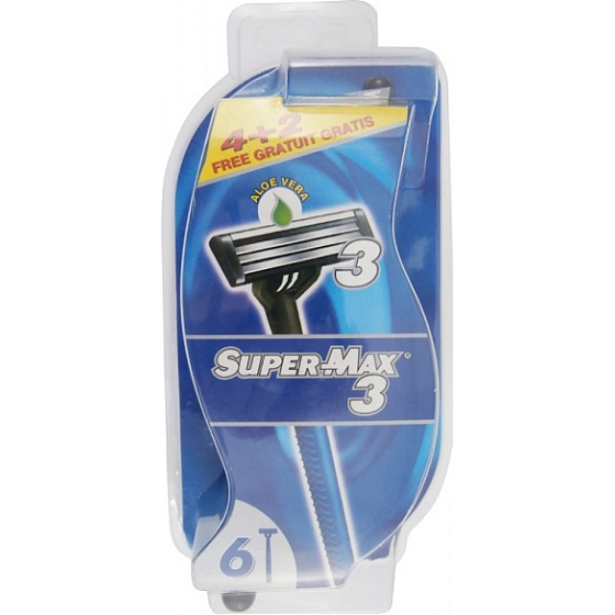 Super-Max 3 for Men disposable 3-blade shaver 6 pieces
