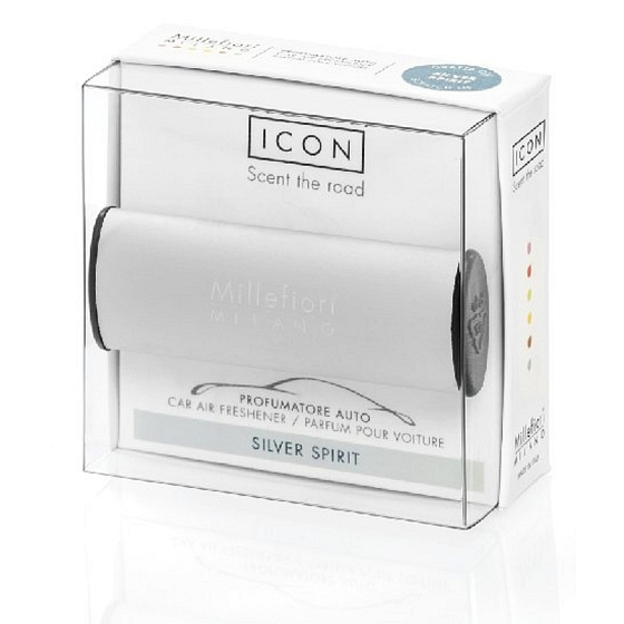 Millefiori Milano Icon Silver Spirit - Silver shine car fragrance Classic silver smells up to 2 months 47 g