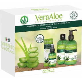 Amovita Vera Aloe body lotion 250 ml + shower gel 250 ml + body oil 100 ml, cosmetic set