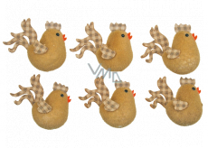 Brown chickens with carpet wings 5,5 cm 6 pieces