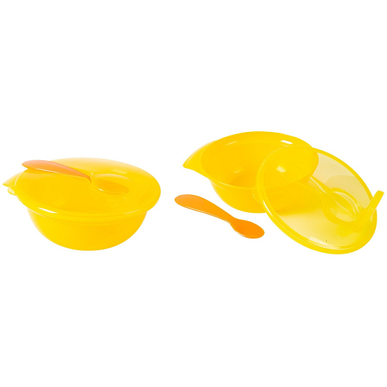 First Steps Travel Feeding Set Yellow bowl with lid + spoon