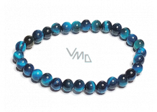 Tiger eye blue bracelet elastic natural stone, ball 6 mm / 16-17 cm, stone of the sun and earth, brings luck and wealth