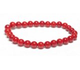 Coral Bamgbus red bracelet elastic natural stone, ball 6 mm / 16 - 17 cm